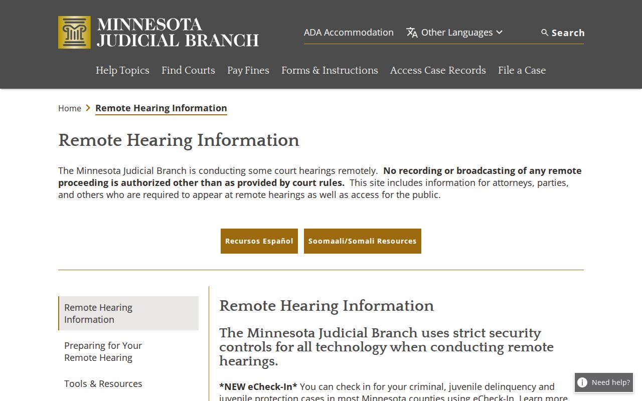 Aitkin County court calendar remote hearing information source