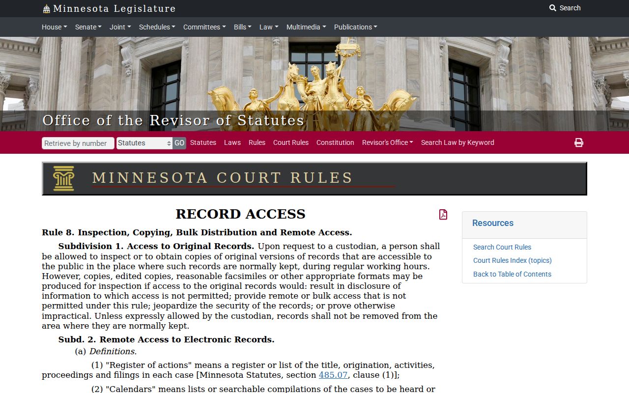 Aitkin County civil docket Minnesota Rule 8 public access source