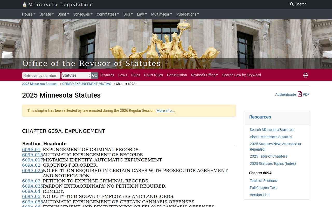 Aitkin County criminal docket expungement statute source