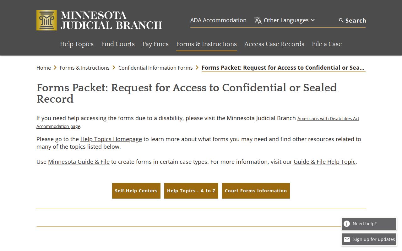 Aitkin County court records confidential and sealed access forms packet